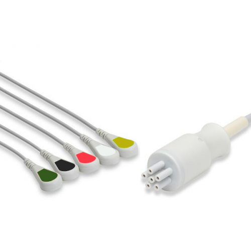 Kabel kompletny EKG do Omron / Colin, 5 odprowadzeń, zatrzask, wtyk 6 pin